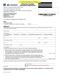 Document preview: Form CEM-650-019 Reduction Facility: Crematory Application - Washington