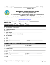 Form TCEQ-10409 Application to Claim a Permit by Rule for a Stationary Compactor - Texas