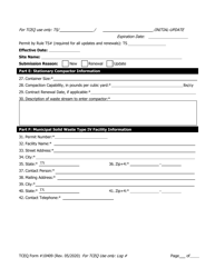 Form TCEQ-10409 Application to Claim a Permit by Rule for a Stationary Compactor - Texas, Page 3