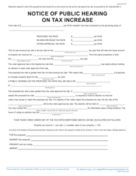 Form 50-873 Notice of Public Hearing on Tax Increase - Texas