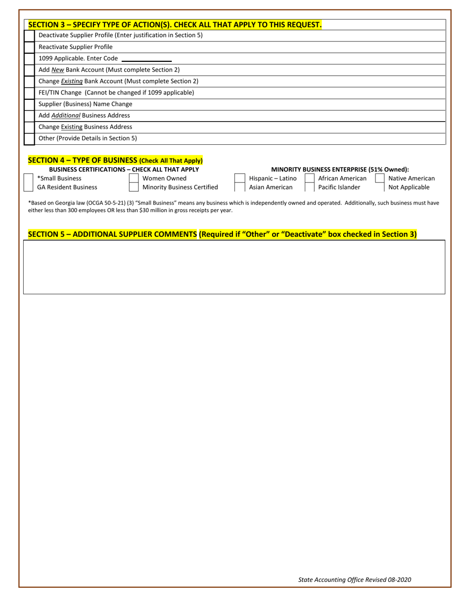 Supplier (Vendor) Management Form - Georgia (United States), Page 4