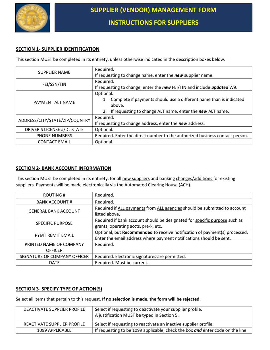 (United States) Supplier (Vendor) Management Form Fill Out, Sign Online and Download