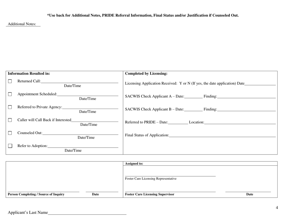 Form CFS542 Initial Inquiry - Illinois, Page 4