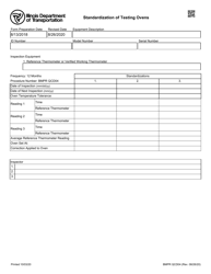 Form BMPR QCD04 &quot;Standardization of Testing Ovens&quot; - Illinois