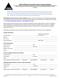 DNR Form 542-0337 Pollution Prevention Intern Project Request - Iowa