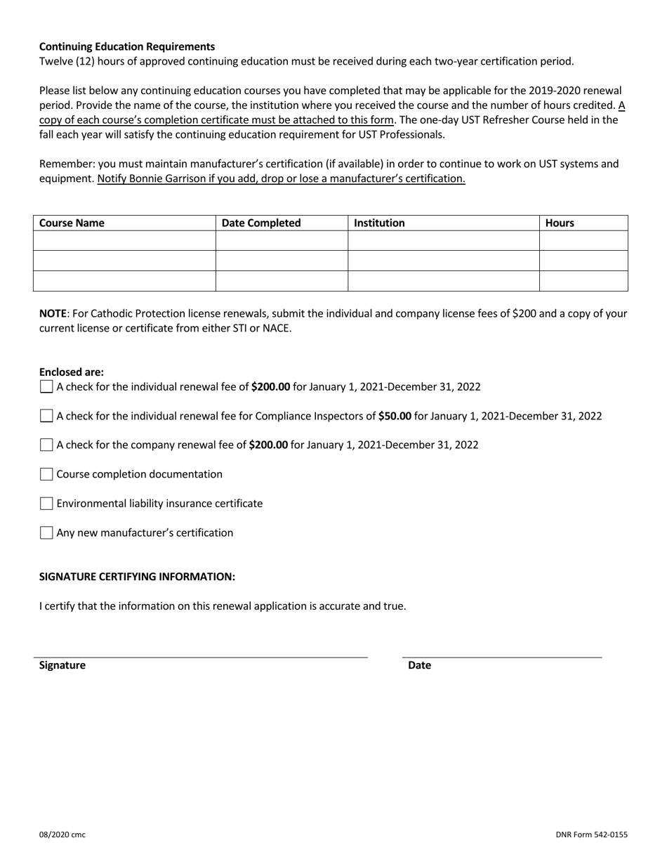 DNR Form 542-0155 Iowa DNR Ust Professional License Renewal - Iowa, Page 2