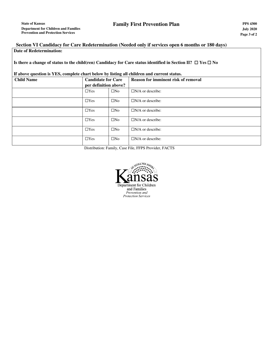 Form PPS4300 Family First Prevention Plan - Kansas, Page 3