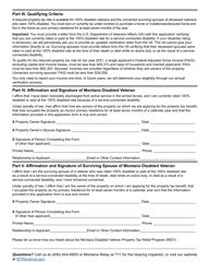 Form MDV Montana Disabled Veteran Property Tax Relief Application - Montana, Page 2