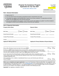Form PTAP Property Tax Assistance Program Application - Montana