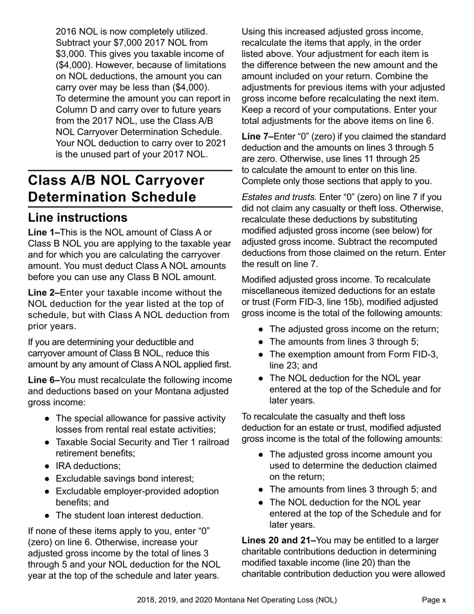 Form NOL Montana Net Operating Loss (Nol) for Individuals, Estates and Trusts - Montana, Page 11