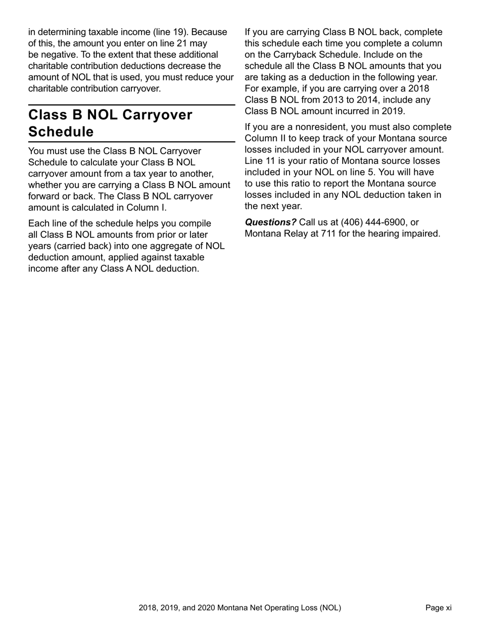 Form NOL Montana Net Operating Loss (Nol) for Individuals, Estates and Trusts - Montana, Page 12