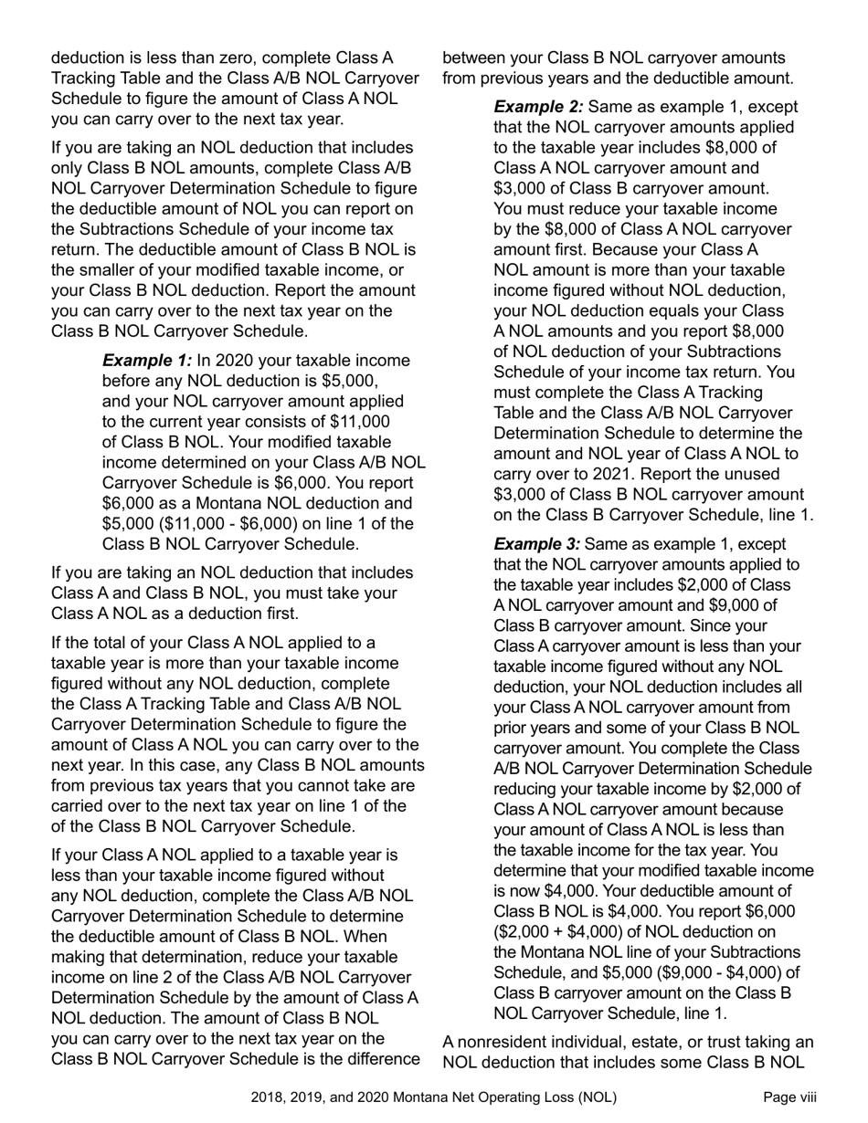 Form NOL Montana Net Operating Loss (Nol) for Individuals, Estates and Trusts - Montana, Page 9