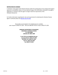 Form DOI-URA Application for Certificate to Transact Business as a Utilization Review Agent - Nebraska, Page 2
