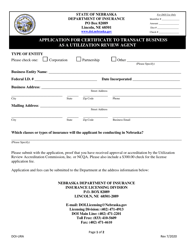 Form DOI-URA Application for Certificate to Transact Business as a Utilization Review Agent - Nebraska, Page 3