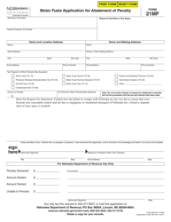 Document preview: Form 21MF Motor Fuels Application for Abatement of Penalty - Nebraska
