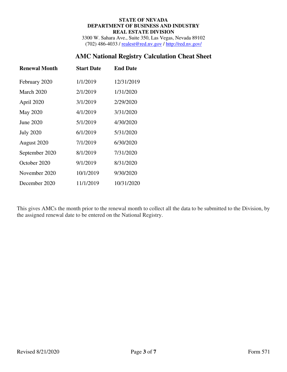 Form 571 Appraisal Management Company Registration Form - Nevada, Page 3