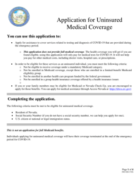 Document preview: Form 2965-EM Application for Uninsured Medical Coverage - Nevada
