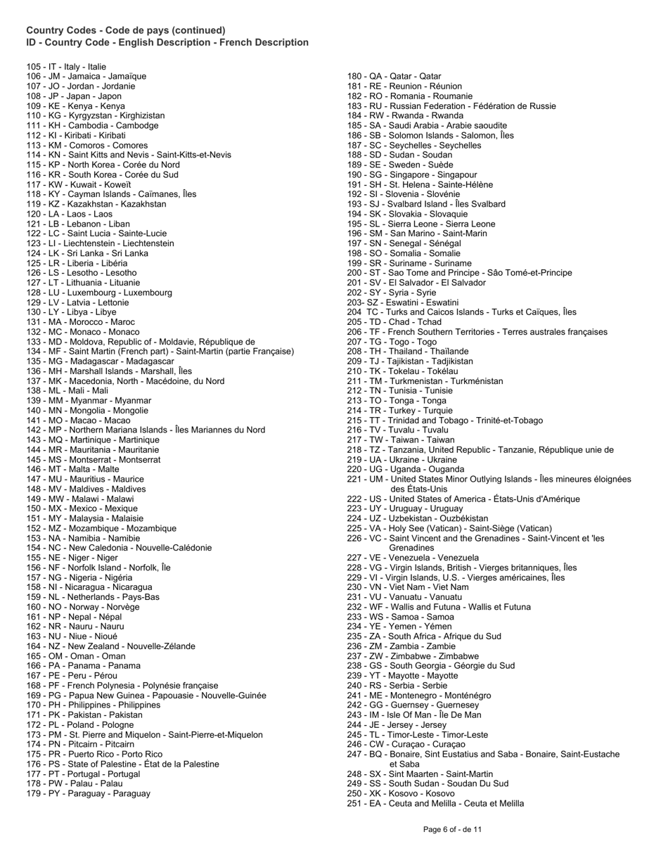 Form BSF844 Exporter Contingency Form - Canada (English / French), Page 6