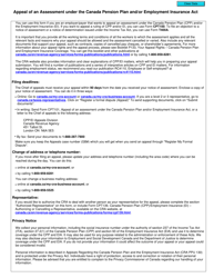 Form CPT101 Appeal of an Assessment Under the Canada Pension Plan and/or Employment Insurance Act - Canada, Page 2