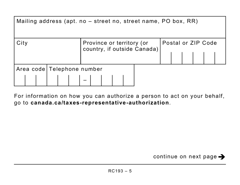 Form RC193 Service Feedback (Large Print) - Canada, Page 5
