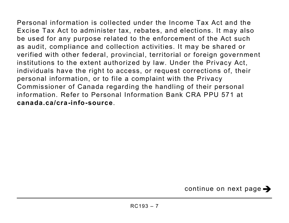 Form RC193 Service Feedback (Large Print) - Canada, Page 7