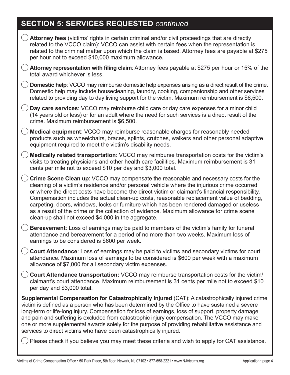 Claim Application Form - New Jersey, Page 10
