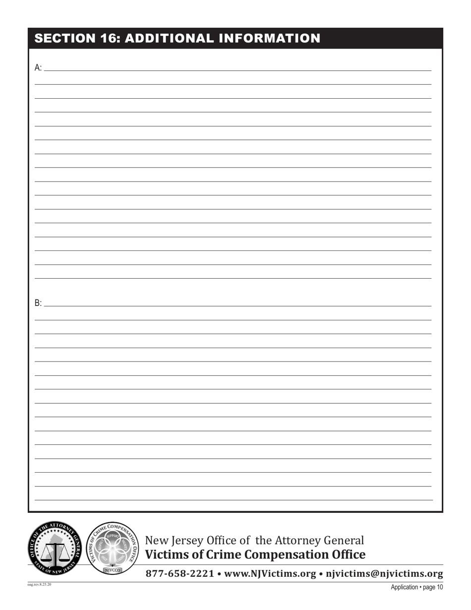 Claim Application Form - New Jersey, Page 16