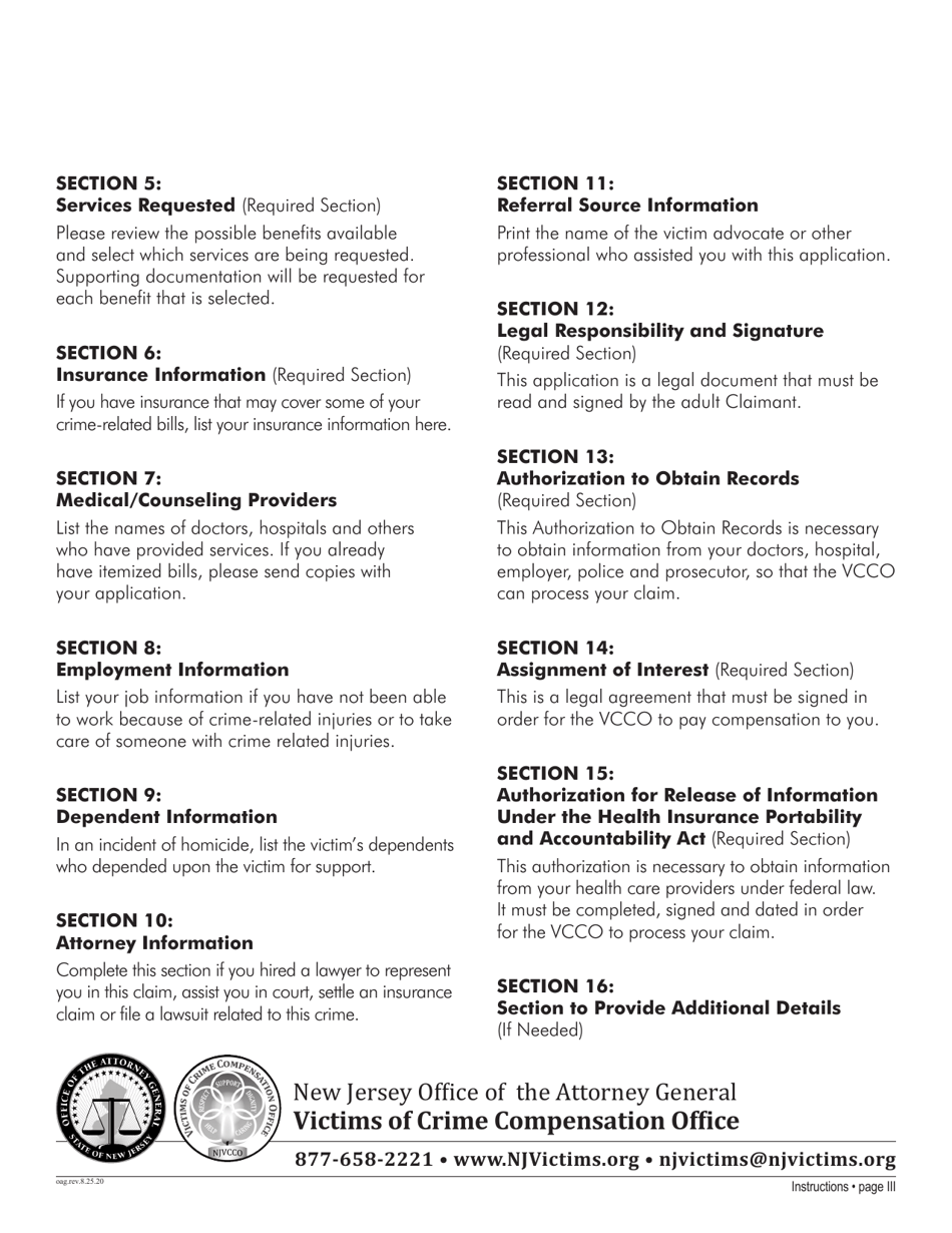 Claim Application Form - New Jersey, Page 5