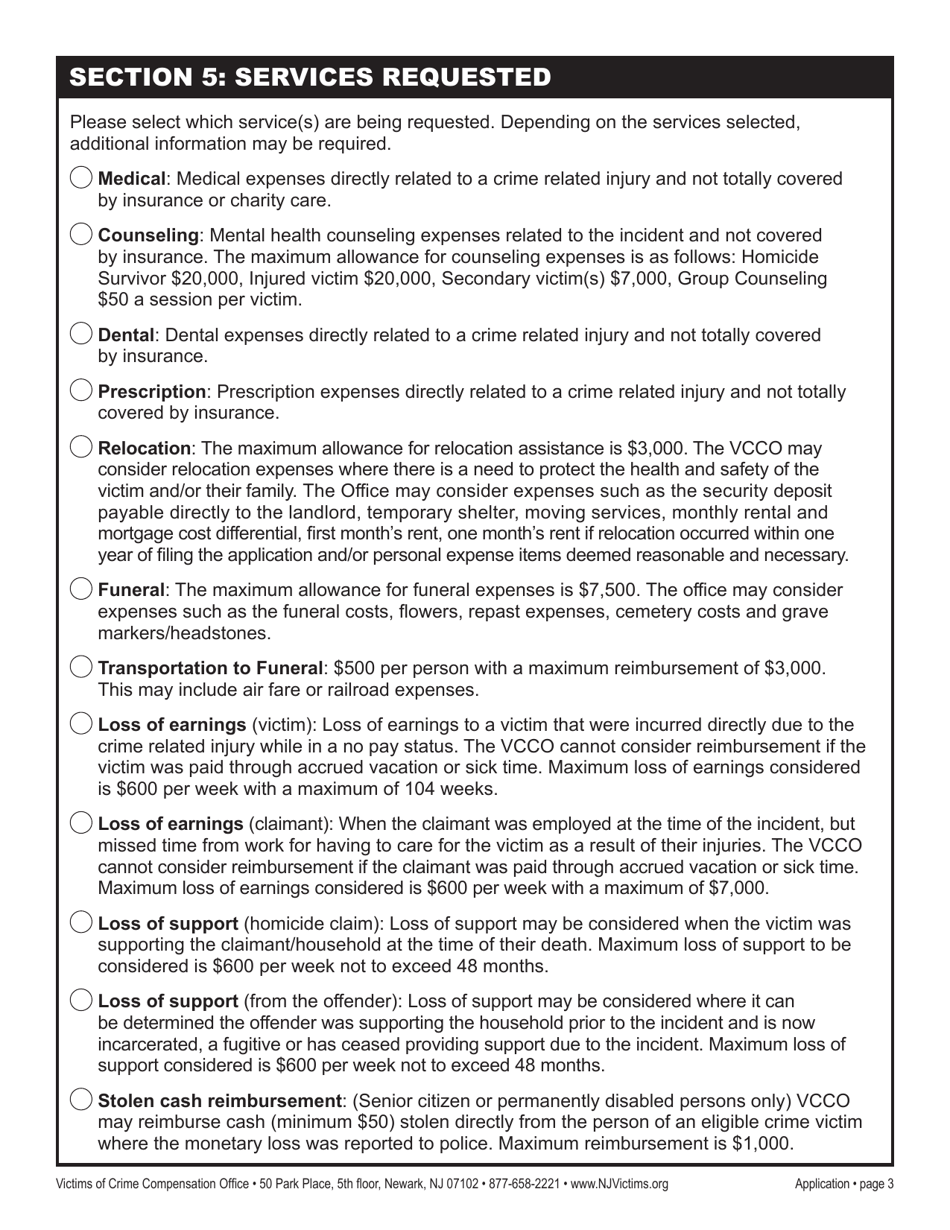 Claim Application Form - New Jersey, Page 9