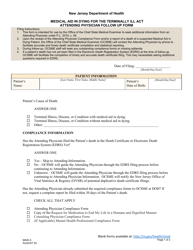 Form MAID-3 &quot;Attending Physician Follow up Form&quot; - New Jersey