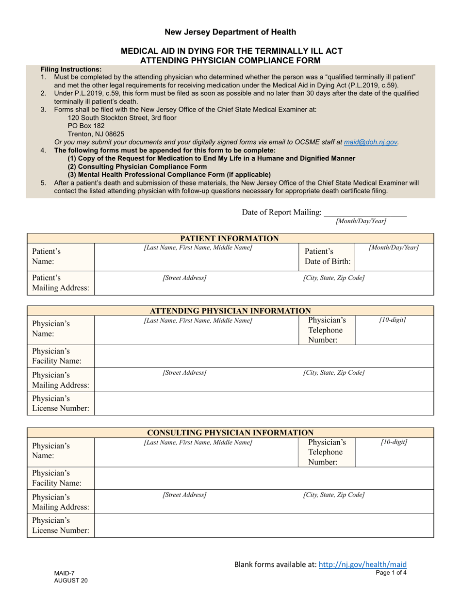 Form MAID-7 Download Fillable PDF or Fill Online Attending Physician ...