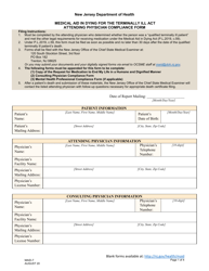Form MAID-7 Attending Physician Compliance Form - New Jersey