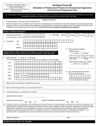 Document preview: Architect Form 4E Attestation of Professional Practice for Endorsement Applicants Post-licensure Experience Only - New York