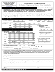 Licensed Clinical Social Worker Form 4B Certification of Experience for Licensed Clinical Social Worker - New York