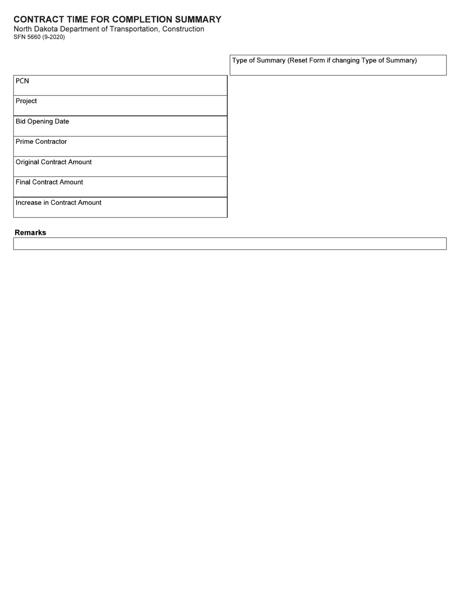 Form SFN5660 Download Fillable PDF or Fill Online Contract Time for ...