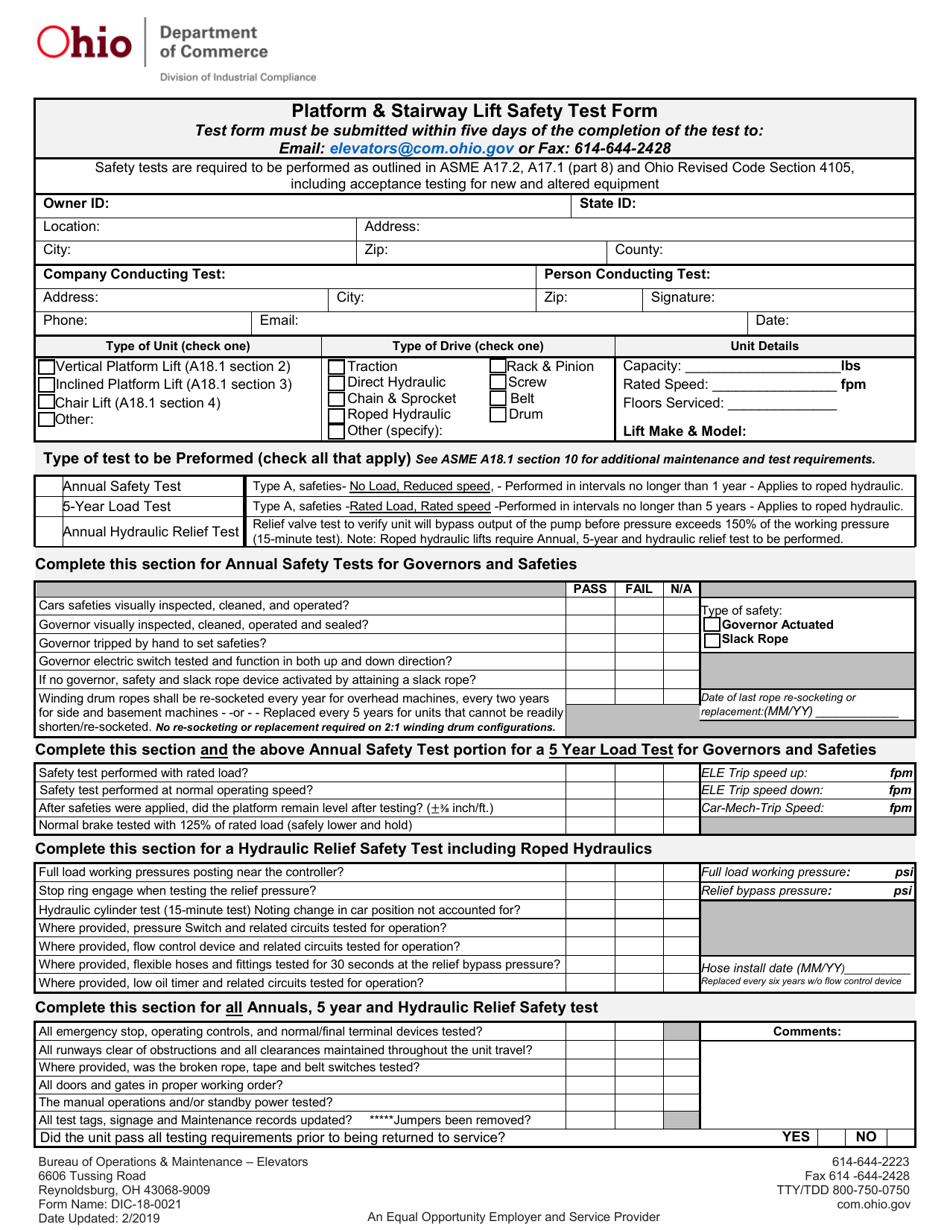 Form DIC-18-0021 - Fill Out, Sign Online and Download Fillable PDF ...