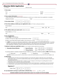 Document preview: Form 11-A Absentee Ballot Application - Ohio