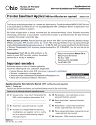 Document preview: Form MEDCO-13A (BWC-3915) Application for Provider Enrollment Non-certification - Ohio