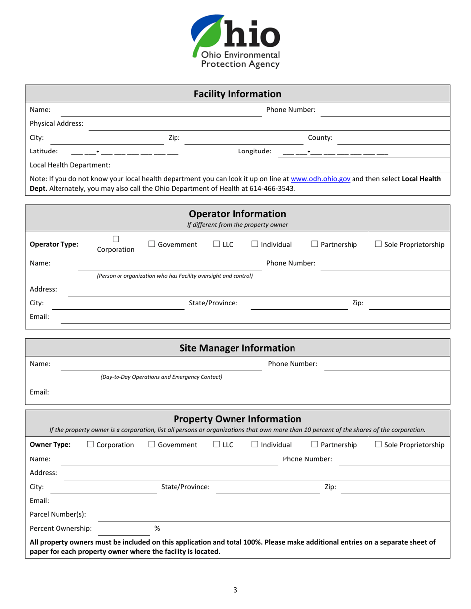 Infectious Waste Facility License Application - Ohio, Page 3