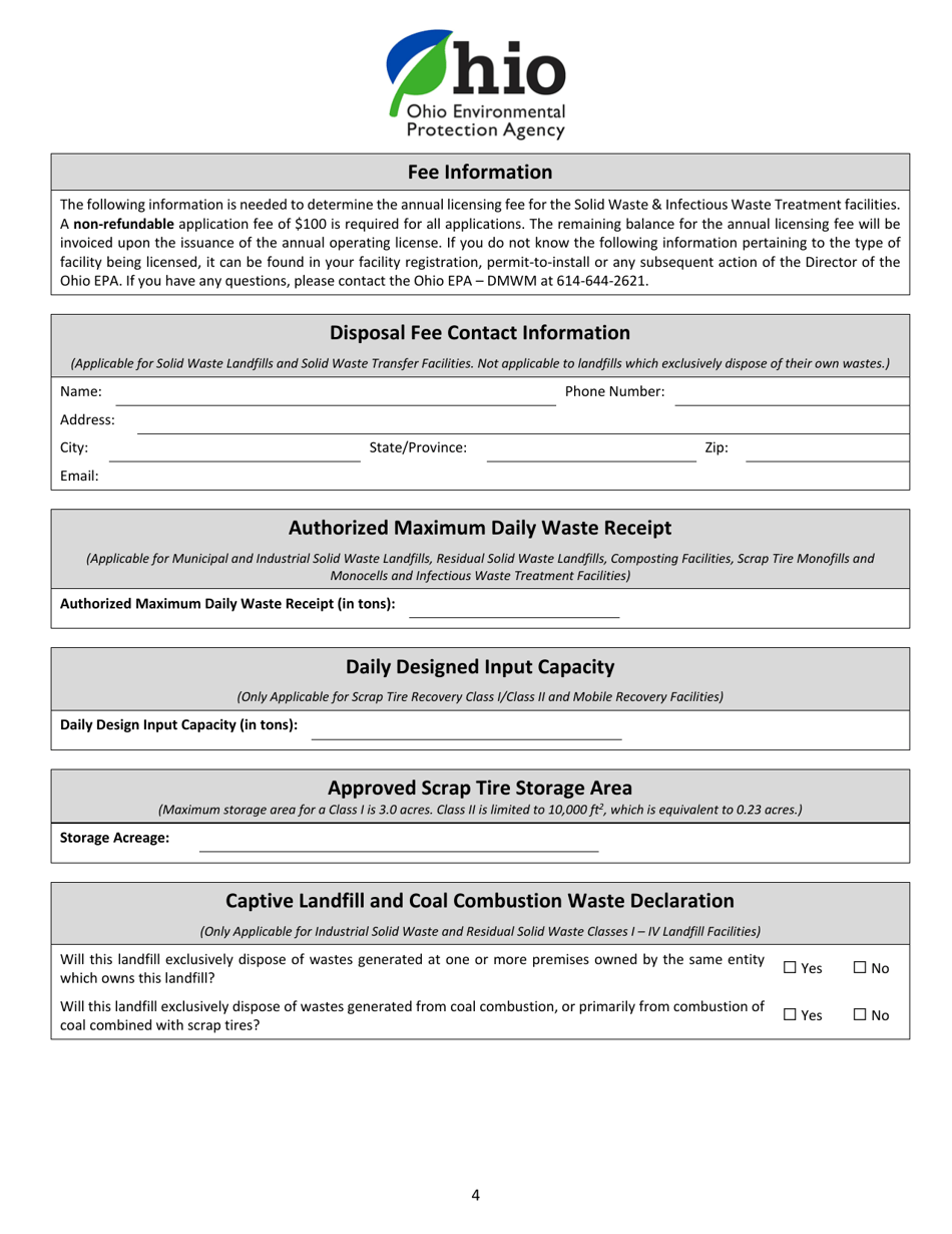 Infectious Waste Facility License Application - Ohio, Page 4