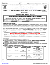 Form CI-I Application for Renewal of Owts Designer License Class I or Class Iv - Rhode Island