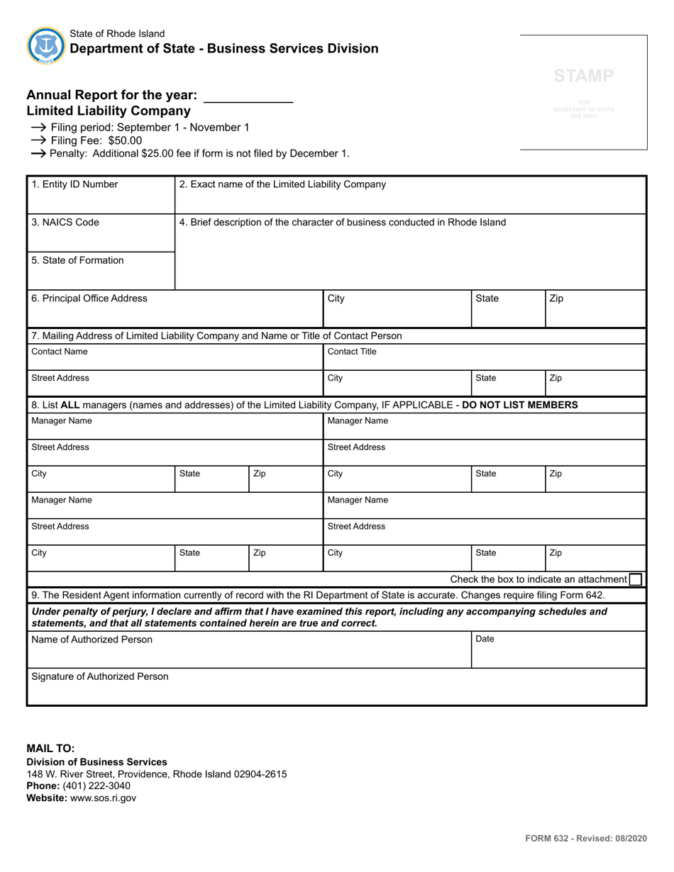 Form 632 - Fill Out, Sign Online and Download Fillable PDF, Rhode ...