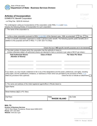 Form 114 Articles of Incorporation for a Domestic Benefit Corporation - Rhode Island, Page 3