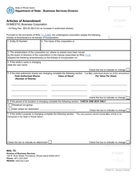 Form 101 Articles of Amendment for a Domestic Business Corporation - Rhode Island, Page 2