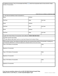 Form 100 Articles of Incorporation for a Domestic Business Corporation - Rhode Island, Page 3