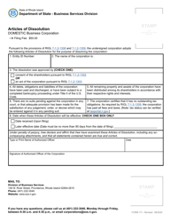 Form 111 Articles of Dissolution for a Domestic Business Corporation - Rhode Island, Page 2