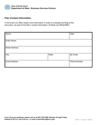 Form 113 Certificate of Correction for a Domestic Corporation - Rhode Island, Page 4