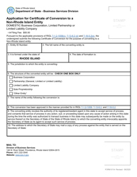 Form 611A Application for Certificate of Conversion to a Non-rhode Island Entity - Rhode Island, Page 2