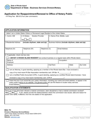 Application for Reappointment/Renewal to Office of Notary Public - Rhode Island, Page 2