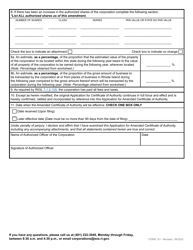 Form 151 Application for Amended Certificate of Authority by a Foreign Business Corporation - Rhode Island, Page 4